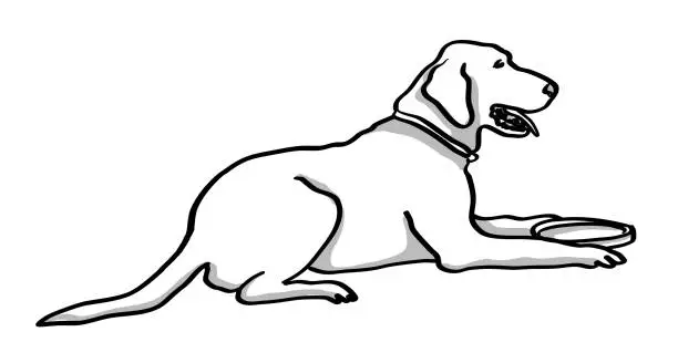 Vector illustration of Tired Dog