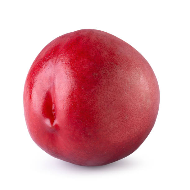 istock Ripe fresh Nectarine fruit isolated on white background. 1174057412