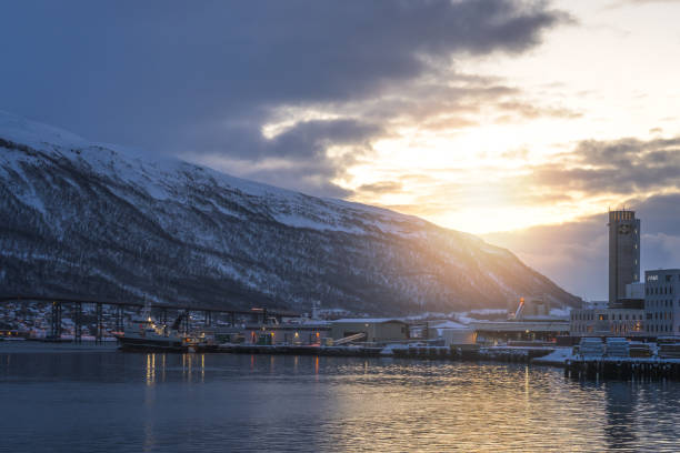 istock Port in Tromsoysundet strait in Tromso harbour 1174061343