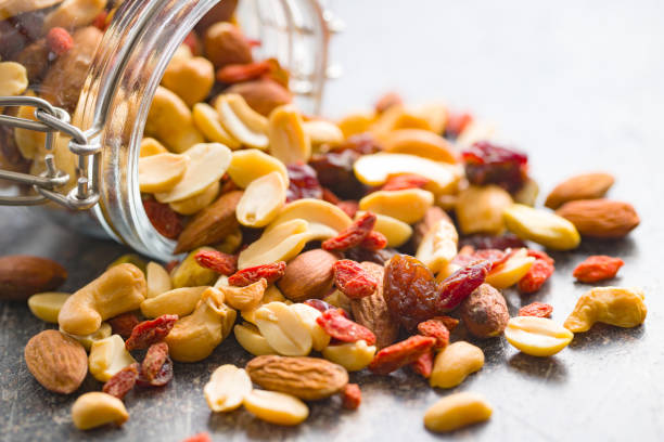 Mix of various nuts and raisins