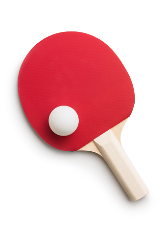 Ping pong racket and ball. Table tennis equipment isolated on white background.