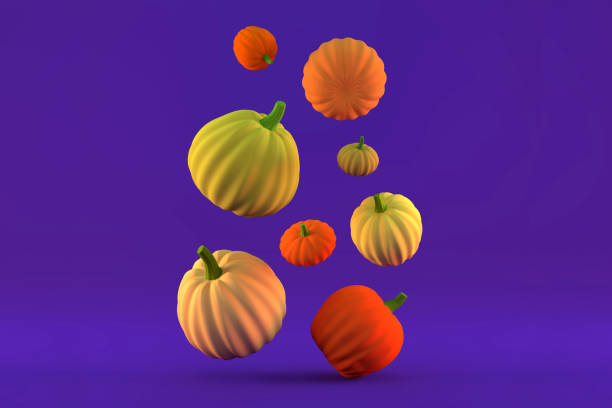 istock 3d rendered background with colored Halloween Pumpkin. Holiday Illustration. Copy space 1174065438