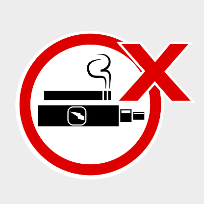 simple sign no smoking and vaping, isolated on gray