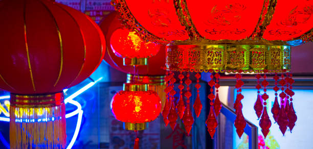 istock Chinese lanterns in Chinatown. Red traditional lanterns in china. 1174073265