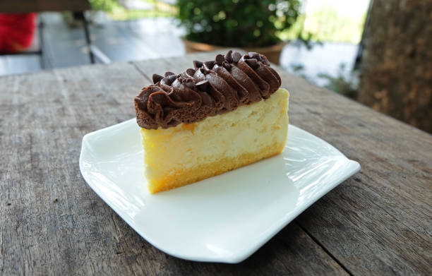 New york cheese cake topping with chocolate cream