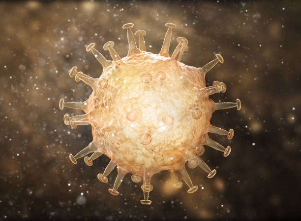 istock Viral infection causing chronic disease. Hepatitis viruses, influenza virus H1N1, Flu, cell infect organism, aids. 3d illustration 1174077878