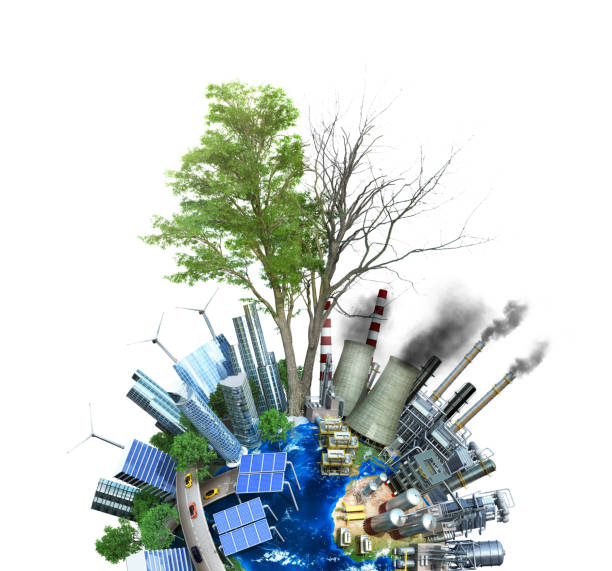 istock Factory. The concept of global disaster. 3d illustration 1174078012