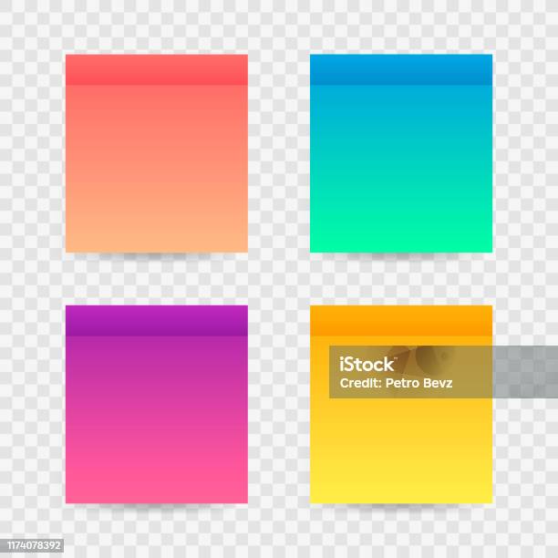 Different Colorful Post Note Stickers Vector Collection Sticky Tapes ...