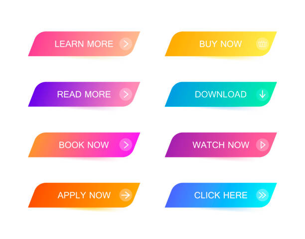 Set of modern material style buttons for website, mobile app and infographic . Different gradient colors. Modern vector illustration flat style Set of modern material style buttons for website, mobile app and infographic . Different gradient colors. Modern vector illustration flat style. button stock illustrations