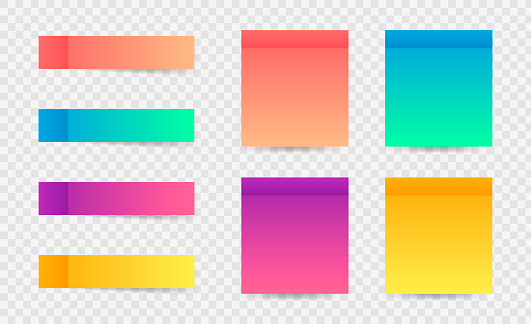 Different Colorful Post Note Stickers Vector Collection Sticky Tapes ...
