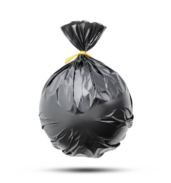 garbage bag on white background - garbage bag garbage bag plastic imagens e fotografias de stock