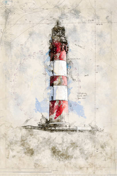 istock Digital artistic Sketch of a Lighthouse on Amrum in Germany 1174083172