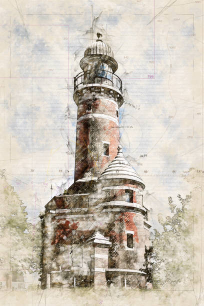 istock Digital artistic Sketch of a Lighthouse in Holtenau in Germany 1174083188