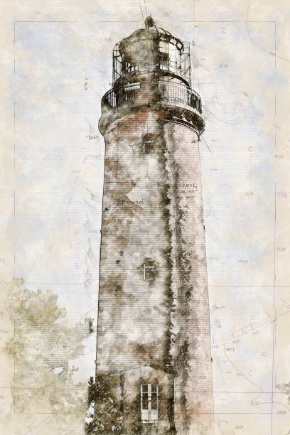 istock Digital artistic Sketch of a Lighthouse on Darss in Germany 1174083225