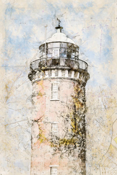 istock Digital artistic Sketch of a Lighthouse in Cuxhaven in Germany 1174083282
