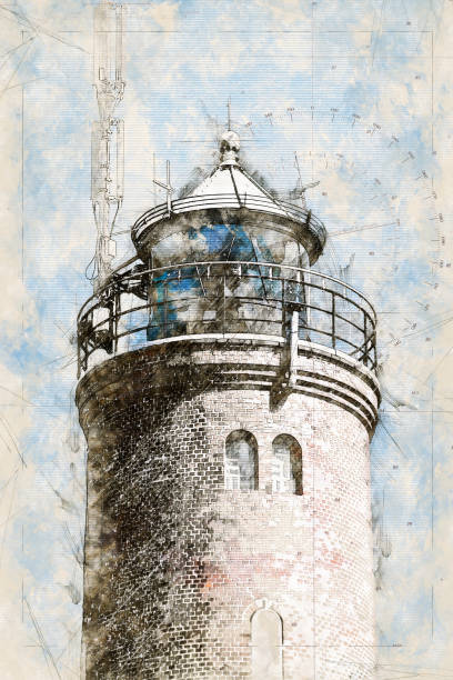 istock Digital artistic Sketch of a Lighthouse in St. Peter-Ording in Germany 1174083401