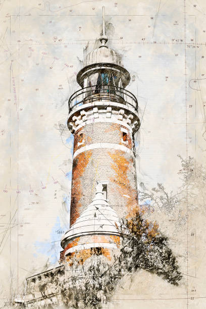 istock Digital artistic Sketch of a Lighthouse in Holtenau in Germany 1174083511