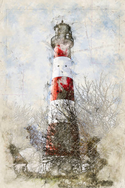 istock Digital artistic Sketch of a Lighthouse in Westerhever in Germany 1174083518