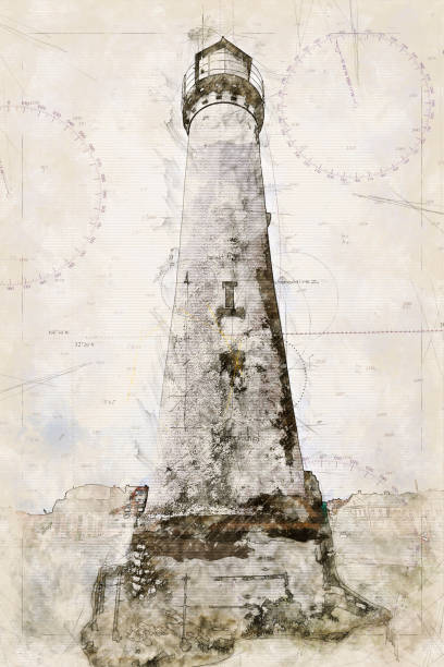 istock Digital artistic Sketch of a Lighthouse in Karlskrona in Sweden 1174083591