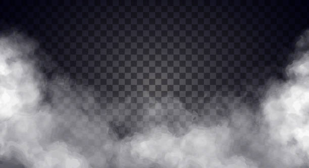 weißer nebel oder rauch auf dunklem kopierraumhintergrund. - dampf stock-grafiken, -clipart, -cartoons und -symbole