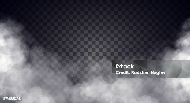Witte Mist Of Rook Op Donkere Kopie Ruimte Achtergrond Stockvectorkunst en meer beelden van Rook