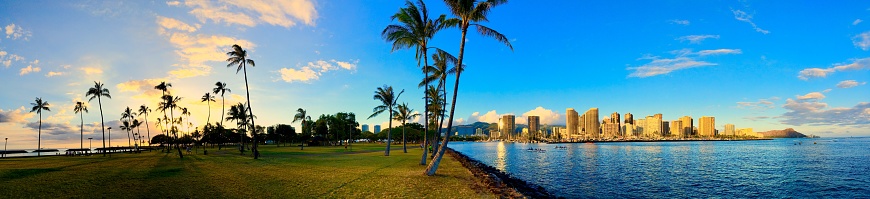 Waikiki beach sunrise with Diamond head.