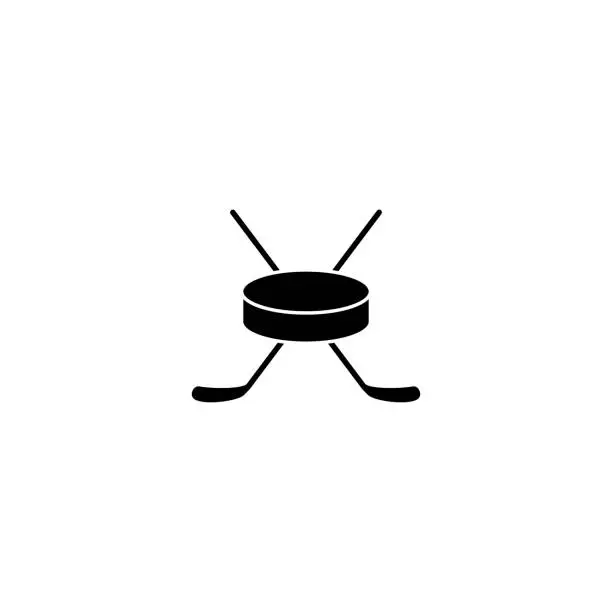 Vector illustration of Hockey stick icon. Black filled vector illustration. Hockey stick symbol on white background. Can be used in web and mobile.