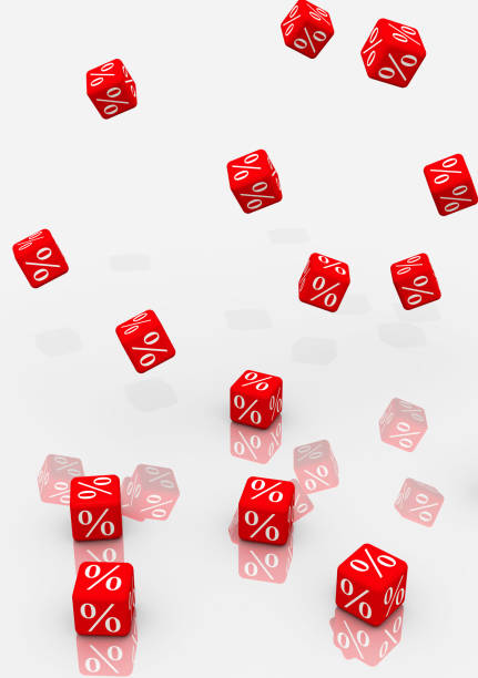 istock Cubes with percentage symbols fall on a mirror surface 1174111104
