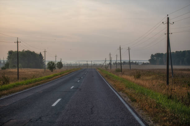 istock Asphalt Road to Infinity in Russia on sunrise 1174117823