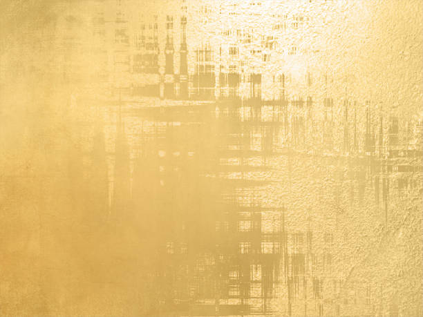 Gold background wall texture in elegant vintage style - abstract luxury pattern Festive digitally processed backdrop image golden yellow stock pictures, royalty-free photos & images