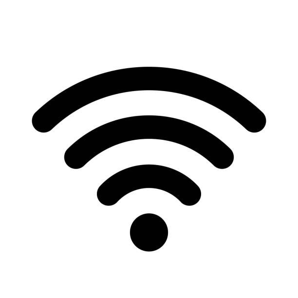 illustrazioni stock, clip art, cartoni animati e icone di tendenza di icona del vettore wi-fi. - radio wave wireless technology wave pattern computer network