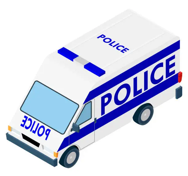 Vector illustration of Isometric Police Van