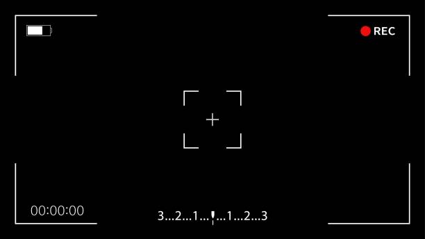 illustrazioni stock, clip art, cartoni animati e icone di tendenza di fotocamera digitale del mirino dell'interfaccia vettoriale. - telecamera