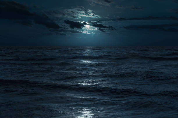 Baltic sea at moonlight stock photo
