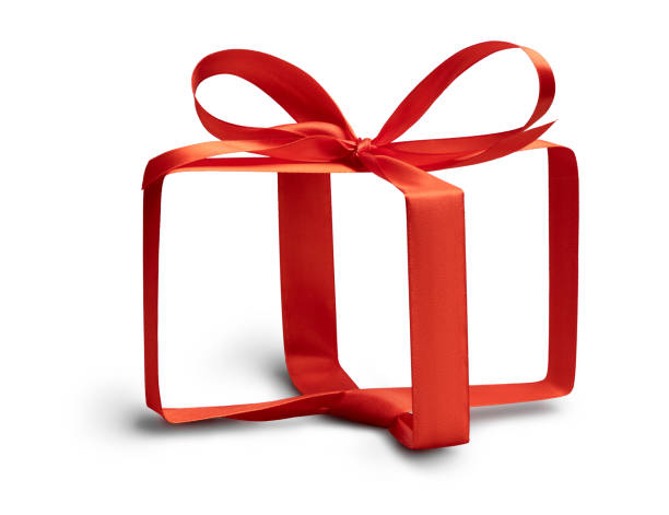 unsichtbares geschenkbox-konzept auf weiß - ribbon red bow christmas stock-fotos und bilder