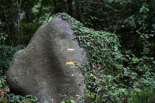 Hiking trail marks on the rock