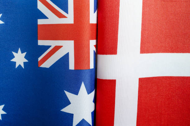 istock national flags of Australia and Denmark close-up 1174143021
