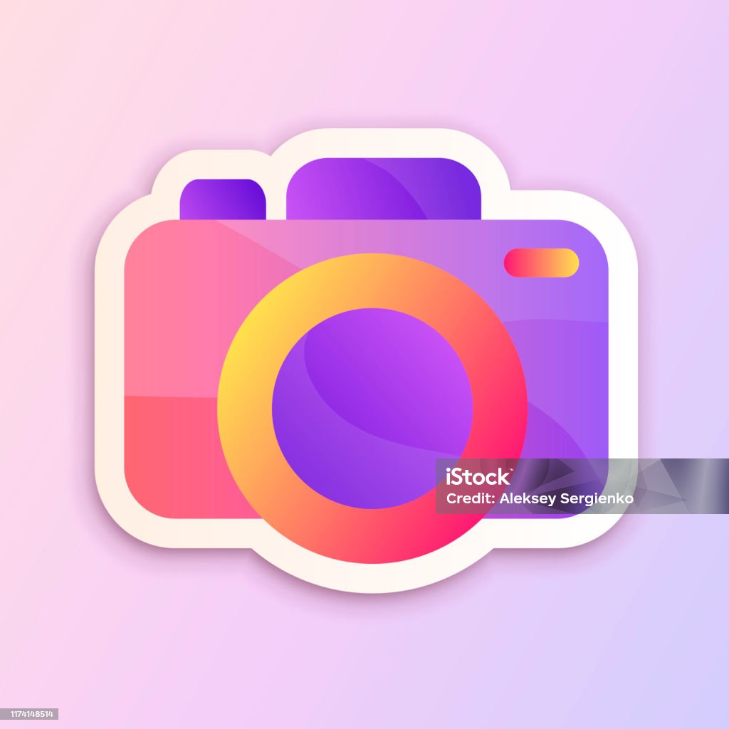 Gradient Camera Vector Gradient Camera Vector Sticker Template For Printing Stock Illustration ...
