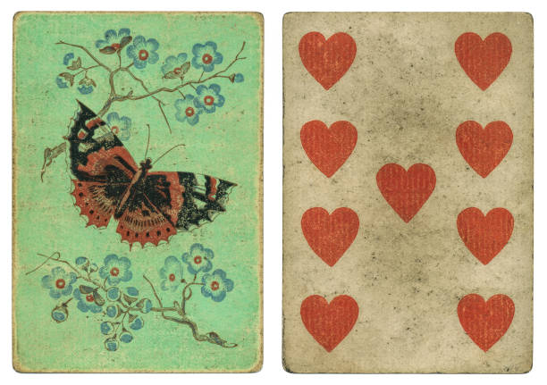 istock Painted lady butterfly back design 19th century playing card 1174155972