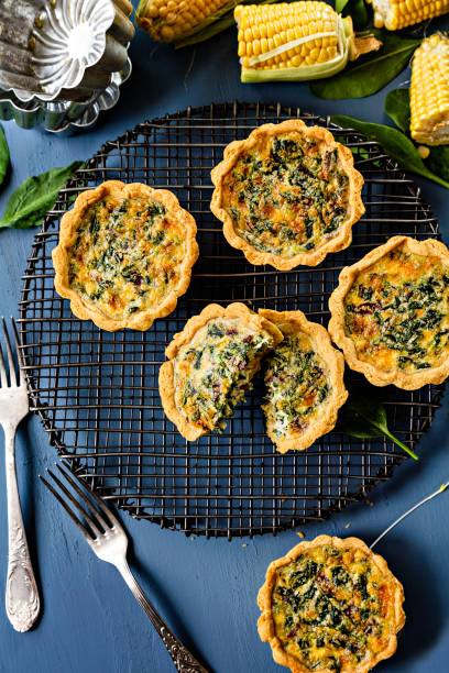 Quiche with spinach stock photo