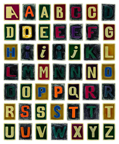 istock Alphabet with unique letters isolated, abc symbols is made manually from real materials, diy font as glass and metal letters over white background 1174162844
