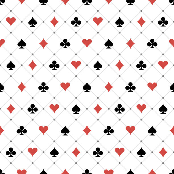 nahtloses muster - cards spade suit symbol heart suit stock-grafiken, -clipart, -cartoons und -symbole