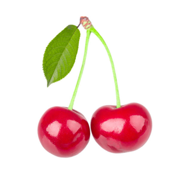 istock Cherry with leaves isolated on white background. 1174171509