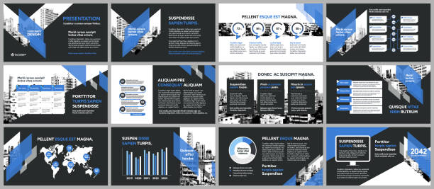 city hintergrund business company präsentation mit infografik-vorlage. - newsletter grafiken stock-grafiken, -clipart, -cartoons und -symbole