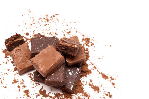 istock Chocolate candies on a white background, top view. 1174182092