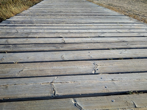 Wooden planks or slats forming a path