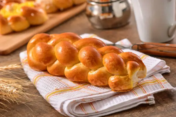 Brioche bread on breakfast table