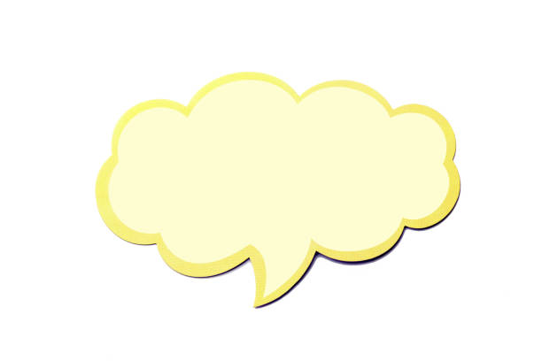 istock Speech bubble as a cloud with yellow border isolated on white background. Copy space 1174208003