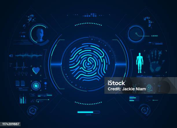 Handprint Ui Fingerprint Interface Stock Illustration - Download Image Now ...