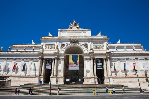 Rome, Italy - April, 2018: Palace of the Exhibitions a neoclassical exhibition hall, cultural center and museum on Via Nazionale in Rome